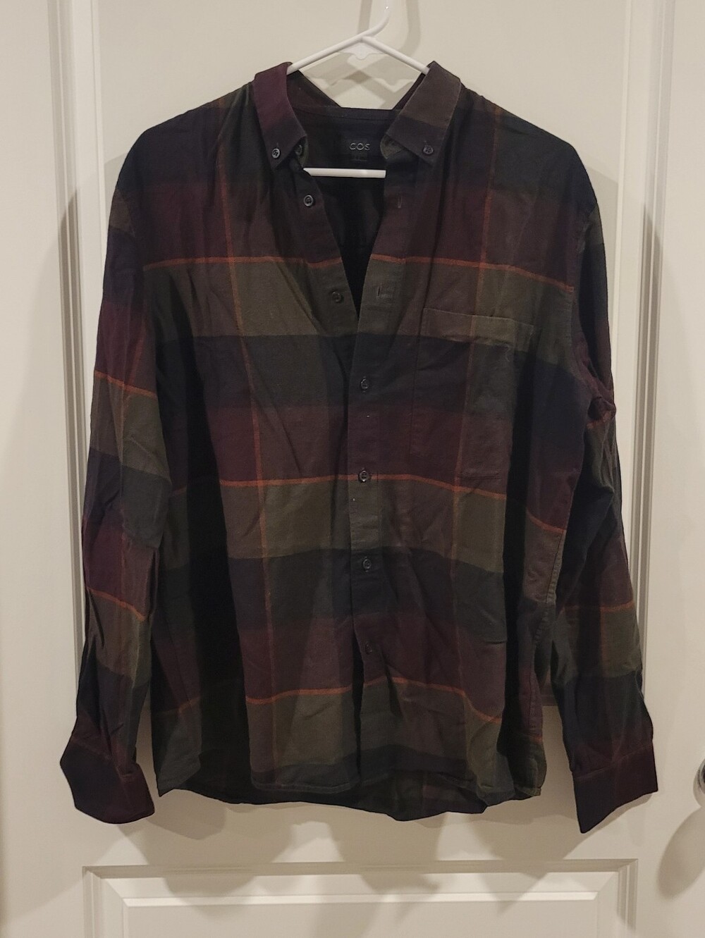 COS Check Pattern Long Sleeve Button Up Size Medium